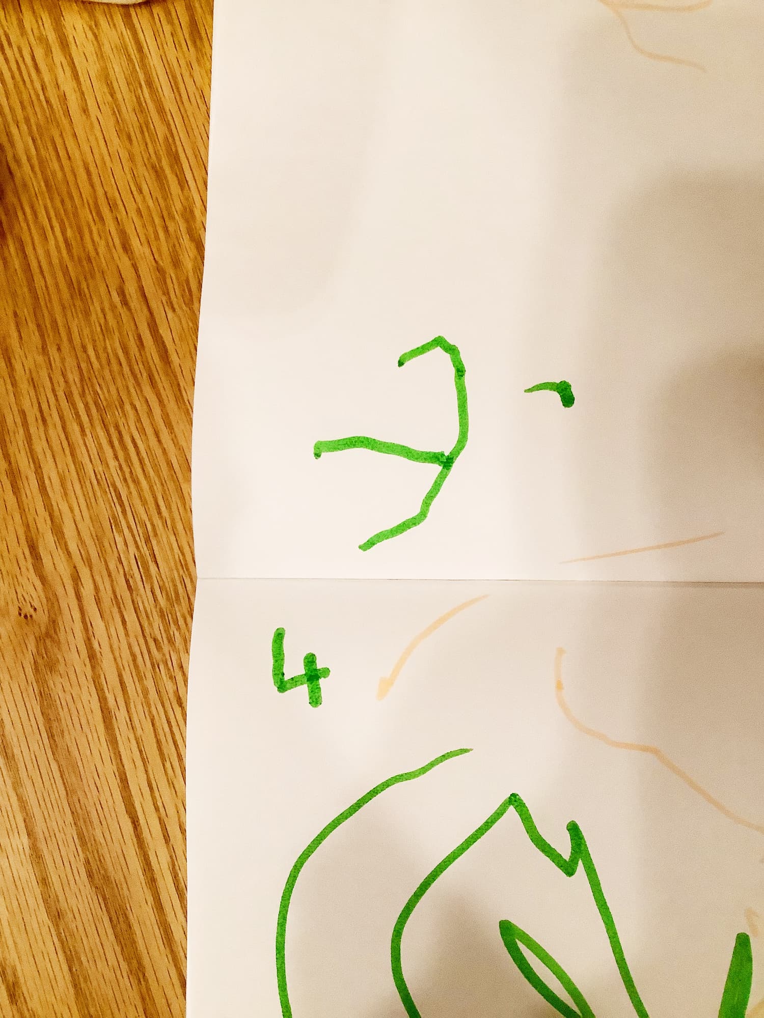 息子がはじめてかいた「3」と「4」